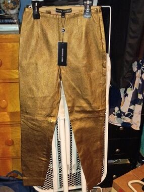 Ralph Lauren Metallic Gold Straight-Leg Pants
